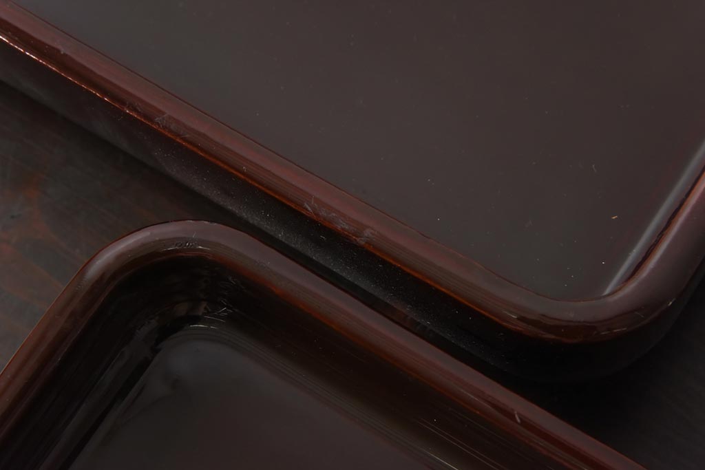 和製アンティーク　鯉の図　和の雰囲気漂う漆塗りのお膳(お盆、トレー)3枚セット