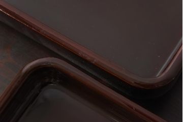 和製アンティーク　鯉の図　和の雰囲気漂う漆塗りのお膳(お盆、トレー)3枚セット