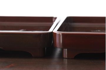 和製アンティーク　鯉の図　和の雰囲気漂う漆塗りのお膳(お盆、トレー)3枚セット