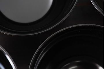 【D様ご成約分】和製アンティーク　シックな色合いが魅力的な木製糸目椀(漆器、和食器)5客セット(2)