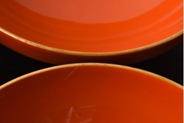 和製アンティーク　扇の図　沈金蒔絵　繊細な装飾が美しい蓋付き木製椀(漆器、和食器)4客セット