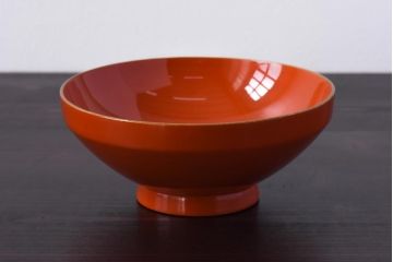 和製アンティーク　扇の図　沈金蒔絵　繊細な装飾が美しい蓋付き木製椀(漆器、和食器)4客セット