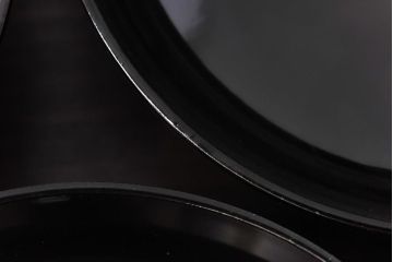 和製アンティーク　アジアンな図柄が目を引く蓋付き木製椀(漆器、和食器)4客セット