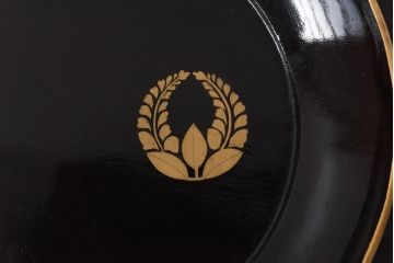 和製アンティーク　上がり藤紋がポイントになった上品な木製皿(漆器、和食器)4枚セット
