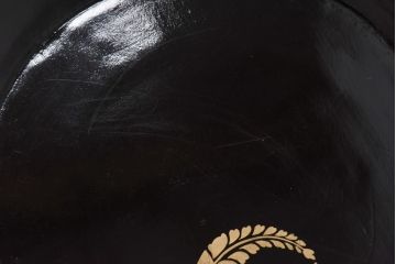 和製アンティーク　上がり藤紋がポイントになった上品な木製皿(漆器、和食器)4枚セット
