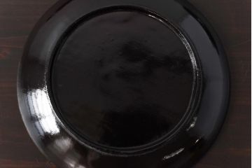和製アンティーク　上がり藤紋がポイントになった上品な木製皿(漆器、和食器)4枚セット