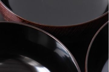 和製アンティーク　輪島塗　高蒔絵　瓢箪の図　上質な蓋付き木製椀(漆器、和食器)5客セット(2)