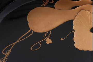和製アンティーク　輪島塗　高蒔絵　瓢箪の図　上質な蓋付き木製椀(漆器、和食器)5客セット(2)