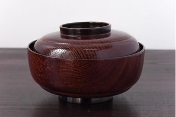和製アンティーク　輪島塗　高蒔絵　瓢箪の図　上質な蓋付き木製椀(漆器、和食器)5客セット(2)