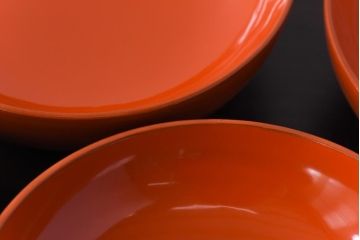 和製アンティーク　沈金蒔絵　波模様がユニークな蓋付き木製椀(漆器、和食器)5客セット(1)