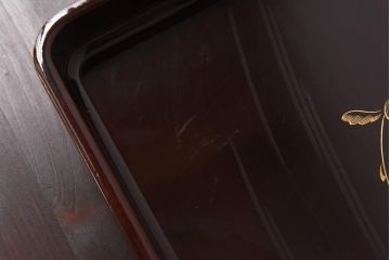 和製アンティーク　鯉の図　和の雰囲気漂う漆塗りのお膳(お盆、トレー)2枚セット(1)