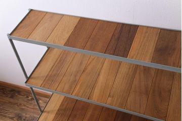 ラフジュオリジナル　ペイント　チーク材　シンプルですっきりと取り入れられるアイアンラック(飾り棚、陳列棚)(1)