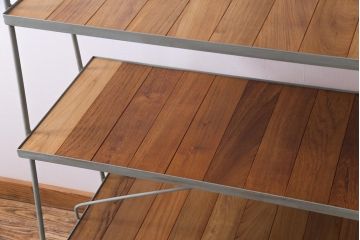 ラフジュオリジナル　ペイント　チーク材　シンプルですっきりと取り入れられるアイアンラック(飾り棚、陳列棚)(1)