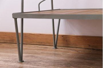 ラフジュオリジナル　ペイント　チーク材　シンプルですっきりと取り入れられるアイアンラック(飾り棚、陳列棚)(1)