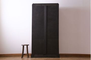 アンティーク家具　イギリスアンティーク　オーク材　ステンドグラスがお洒落なブックケース(収納棚、キャビネット)