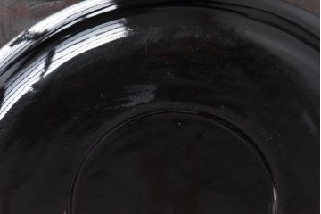和製アンティーク　鶴と亀の図　縁起の良い図柄が魅力的な木製皿(漆器、和食器)6枚セット(2)