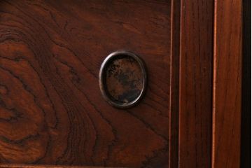 アンティーク家具　和製アンティーク　大正期　三方ケヤキ材　上品な佇まいの茶箪笥(収納棚、茶棚、飾り棚)