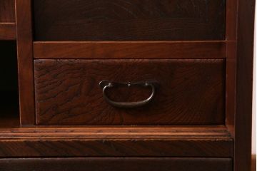 アンティーク家具　和製アンティーク　大正期　三方ケヤキ材　上品な佇まいの茶箪笥(収納棚、茶棚、飾り棚)