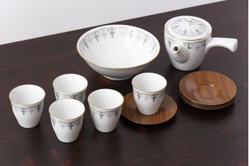 アンティーク雑貨　昭和期　日本陶器・ノリタケ(則武)　クラシカルなデザインの茶器5客セット