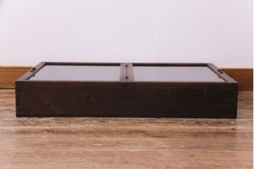 アンティーク雑貨　昭和レトロ　落ち着いた色合いが魅力の木製コレクションケース(ガラスケース・収納箱)(2)