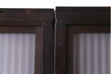 和製アンティーク　裏ガラス入り　すすけた味わいが渋さのある格子戸4枚セット(引き戸、建具)