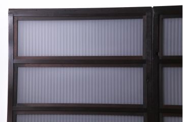 和製アンティーク　裏ガラス入り　すすけた味わいが渋さのある格子戸4枚セット(引き戸、建具)