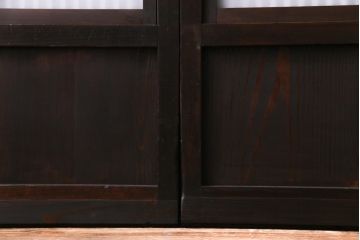 和製アンティーク　裏ガラス入り　すすけた味わいが渋さのある格子戸4枚セット(引き戸、建具)