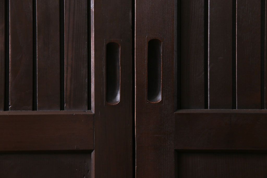 和製アンティーク　ヒノキ材　洗練された和モダンの空間におすすめの平格子戸2枚セット　(R-031280)