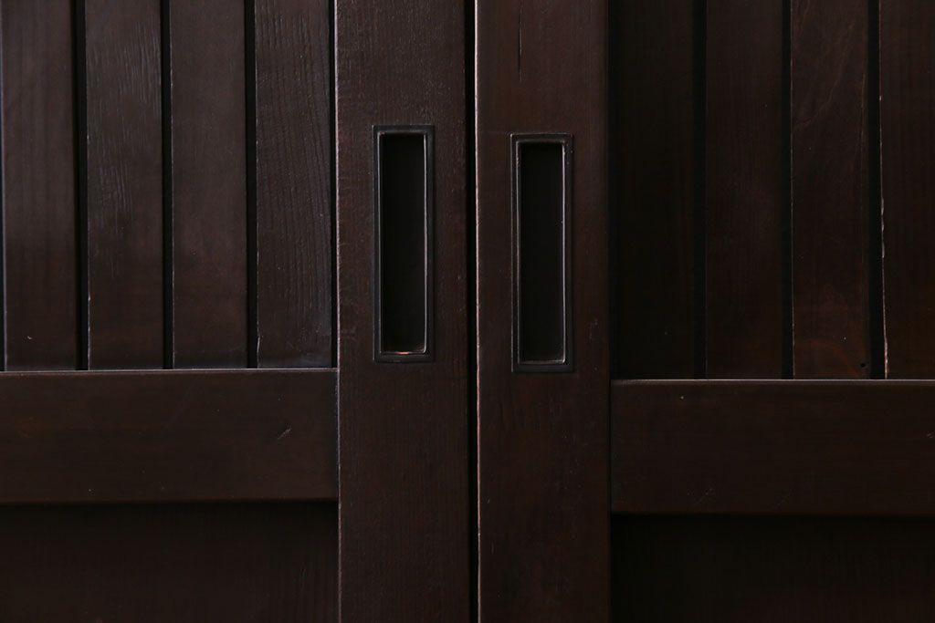 和製アンティーク　ヒノキ材　洗練された和モダンの空間におすすめの平格子戸2枚セット　(R-031280)