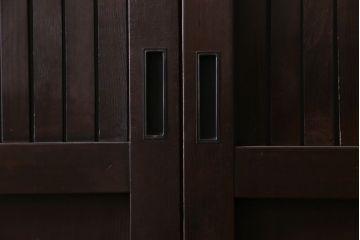 和製アンティーク　ヒノキ材　洗練された和モダンの空間におすすめの平格子戸(引き戸、建具)2枚組