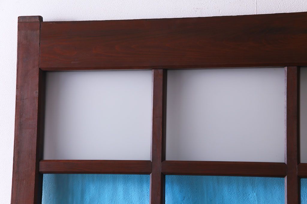 和製アンティーク　ヒノキ材　リメイク　色ガラスレトロモダンな印象の蔵戸　(R-031286)