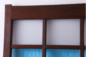 和製アンティーク　ヒノキ材　リメイク　色ガラスレトロモダンな印象の蔵戸　(R-031286)