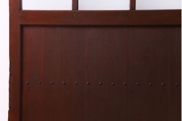 和製アンティーク　ヒノキ材　リメイク　色ガラスレトロモダンな印象の蔵戸　(R-031286)