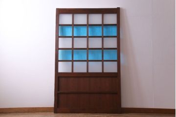 和製アンティーク　ヒノキ材　リメイク　色ガラスレトロモダンな印象の蔵戸　(R-031286)