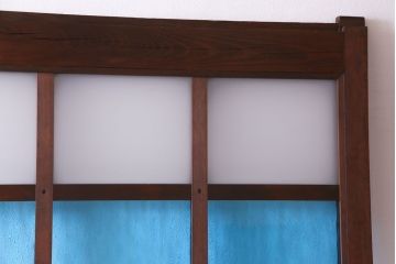 和製アンティーク　ヒノキ材　リメイク　色ガラスレトロモダンな印象の蔵戸　(R-031286)