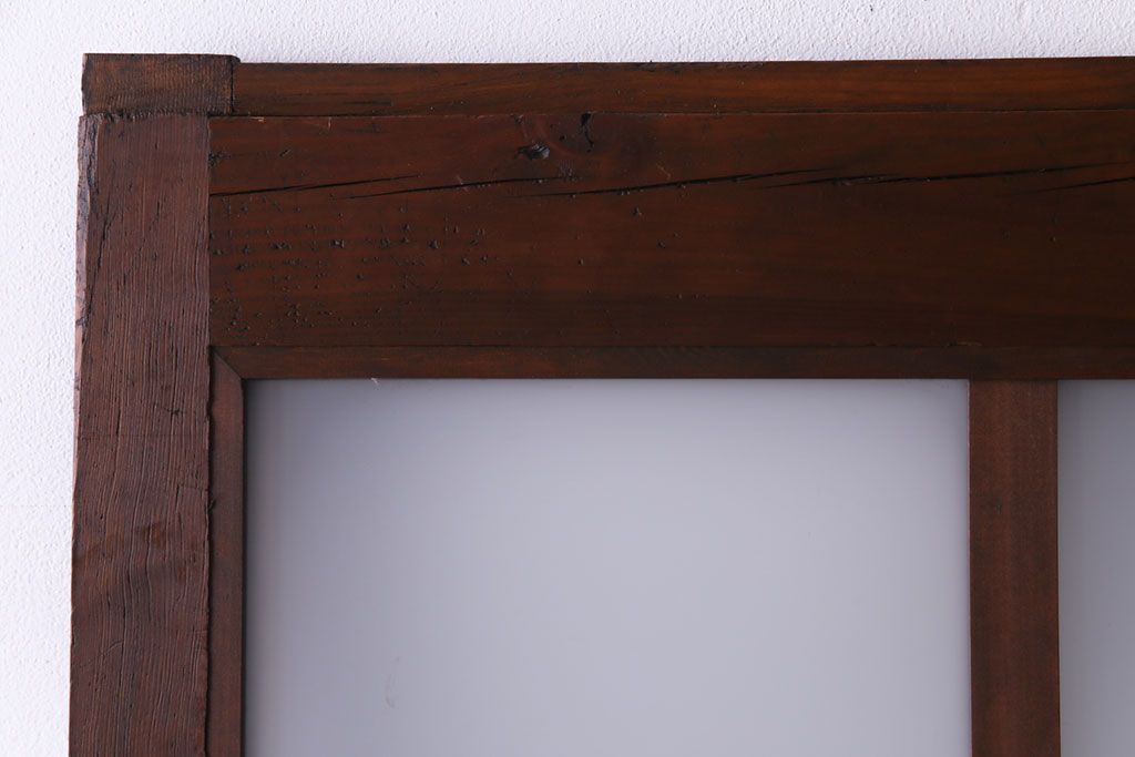 和製アンティーク　ヒノキ材　リメイク　色ガラスレトロモダンな印象の蔵戸　(R-031286)