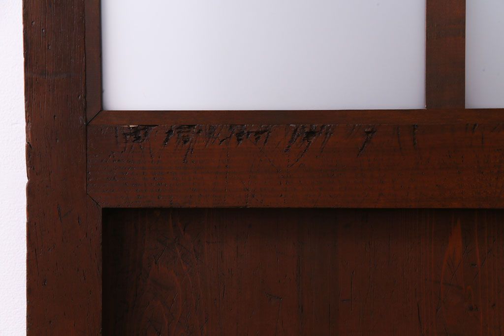 和製アンティーク　ヒノキ材　リメイク　色ガラスレトロモダンな印象の蔵戸　(R-031286)