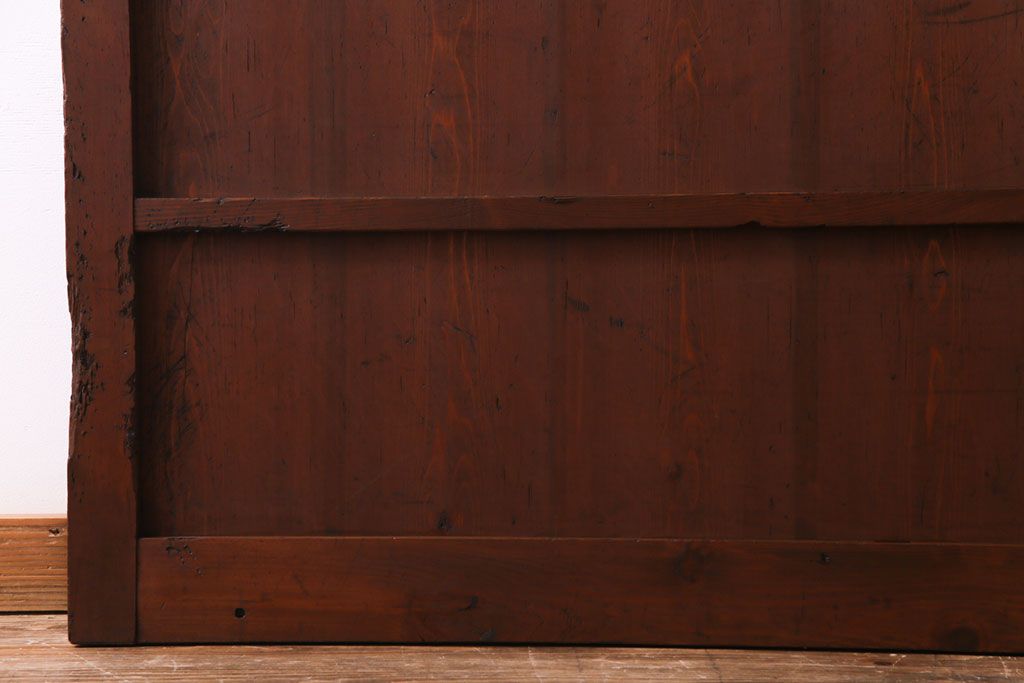 和製アンティーク　ヒノキ材　リメイク　色ガラスレトロモダンな印象の蔵戸　(R-031286)