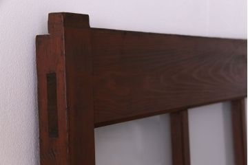 和製アンティーク　ヒノキ材　リメイク　色ガラスレトロモダンな印象の蔵戸(きつね格子、狐格子、建具、引き戸、格子戸、マス目、升目)