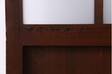 和製アンティーク　ヒノキ材　リメイク　色ガラスレトロモダンな印象の蔵戸(きつね格子、狐格子、建具、引き戸、格子戸、マス目、升目)
