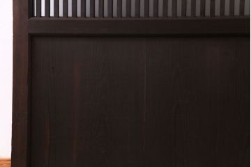 和製アンティーク　ヒノキ材　落ち着きと品のあるガラス入り格子蔵戸(格子戸、建具、引き戸、玄関戸)