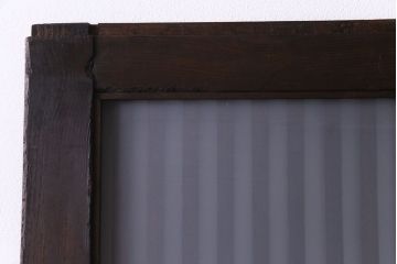和製アンティーク　ヒノキ材　落ち着きと品のあるガラス入り格子蔵戸(格子戸、建具、引き戸、玄関戸)