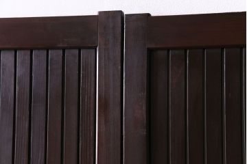 和製アンティーク　ガラス入り　和の風情を演出してくれる平格子戸2枚セット(引き戸、ガラス戸)(1)