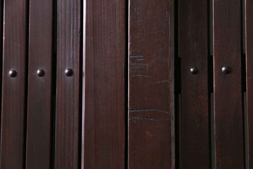 和製アンティーク　ガラス入り　和の風情を演出してくれる平格子戸2枚セット(引き戸、ガラス戸)(1)