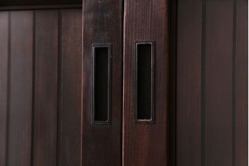 和製アンティーク　ガラス入り　和の風情を演出してくれる平格子戸2枚セット(引き戸、ガラス戸)(1)