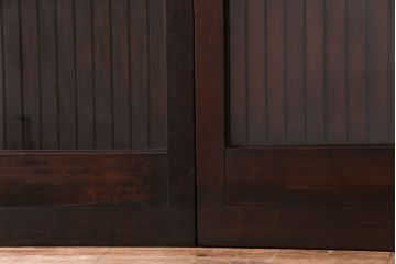 和製アンティーク　ガラス入り　和の風情を演出してくれる平格子戸2枚セット(引き戸、ガラス戸)(1)