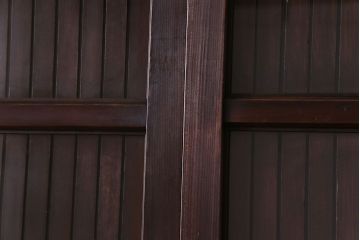 和製アンティーク　ガラス入り　和の風情を演出してくれる平格子戸2枚セット(引き戸、ガラス戸)(1)