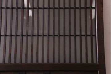 和製アンティーク　明治期　幅広で存在感のあるガラス入り格子蔵戸(格子戸、引き戸、建具、玄関戸)
