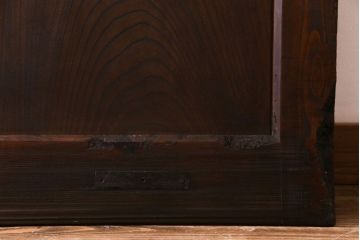 和製アンティーク　明治期　幅広で存在感のあるガラス入り格子蔵戸(格子戸、引き戸、建具、玄関戸)