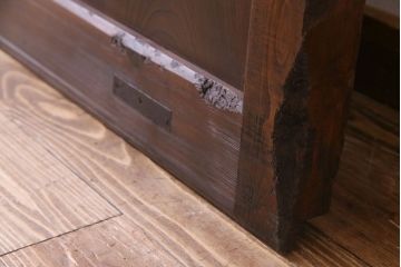 和製アンティーク　明治期　幅広で存在感のあるガラス入り格子蔵戸(格子戸、引き戸、建具、玄関戸)